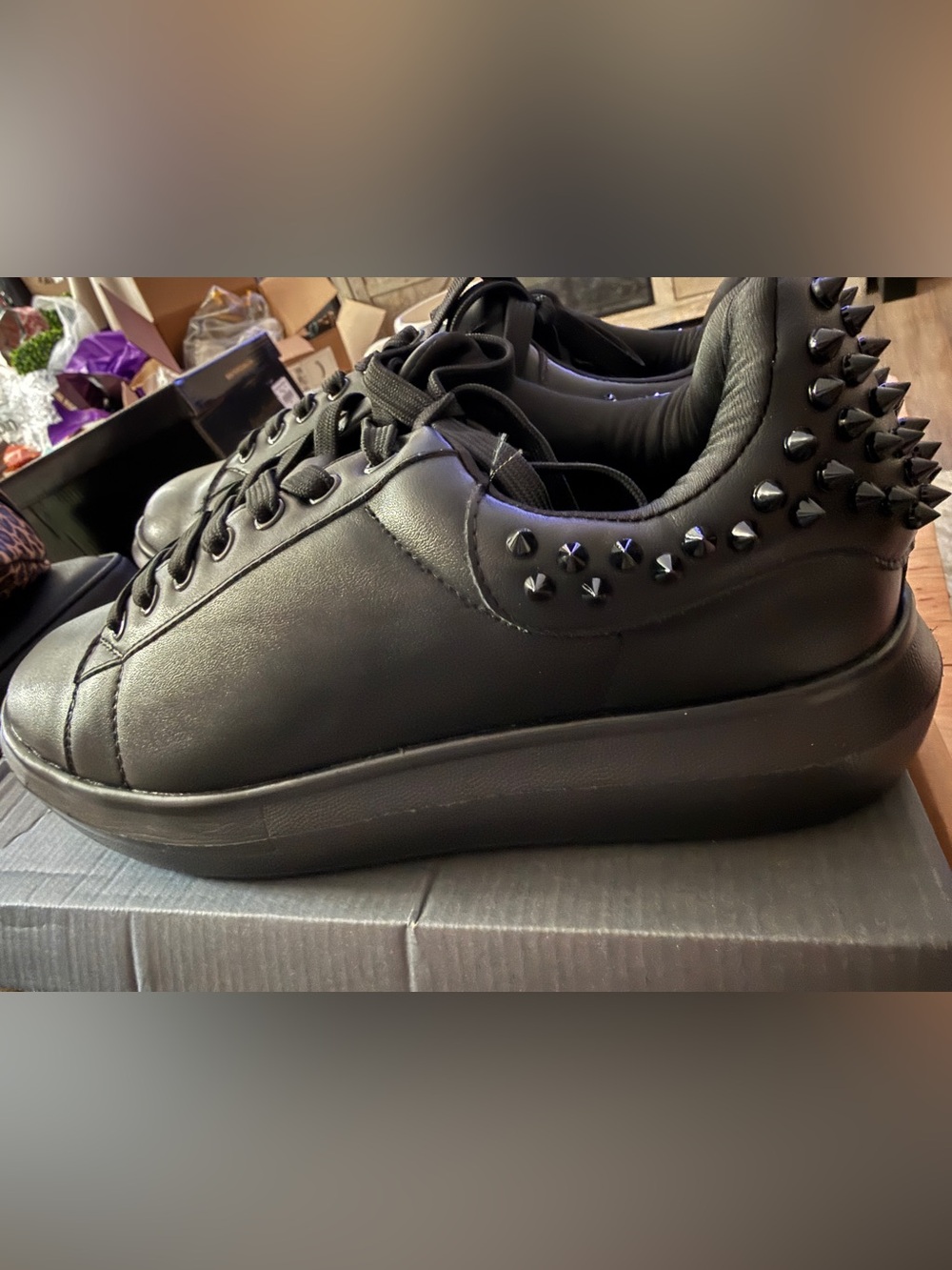 Forever Link Black Studded Low-Top Sneakers